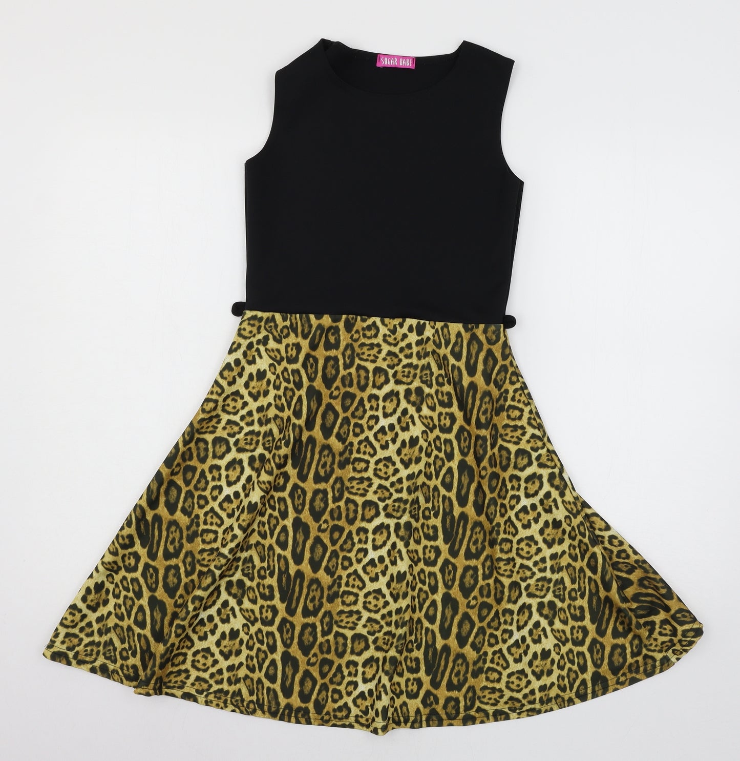 Sugar Babe Girls Multicoloured Animal Print Jersey Skater Dress  Size 11-12 Years