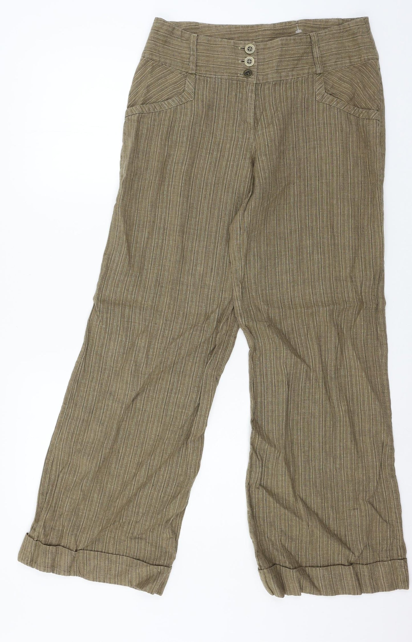 NEXT Womens Brown Striped  Trousers  Size 12 L30 in
