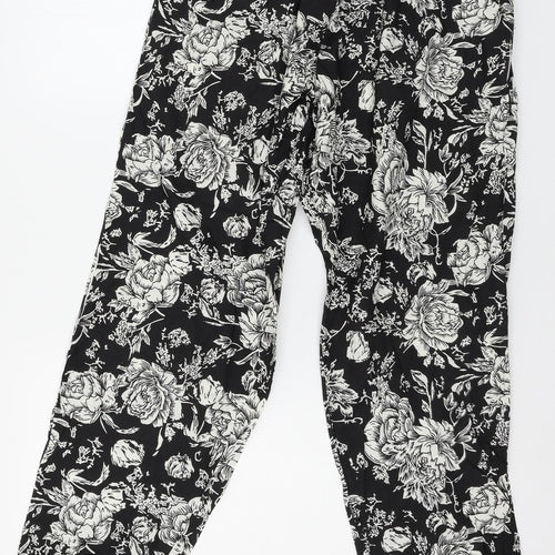 The Gud Look Womens Black Floral  Trousers  Size 4 L29 in
