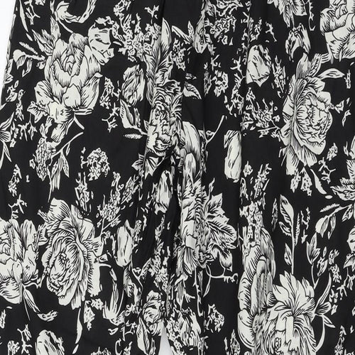 The Gud Look Womens Black Floral  Trousers  Size 4 L29 in