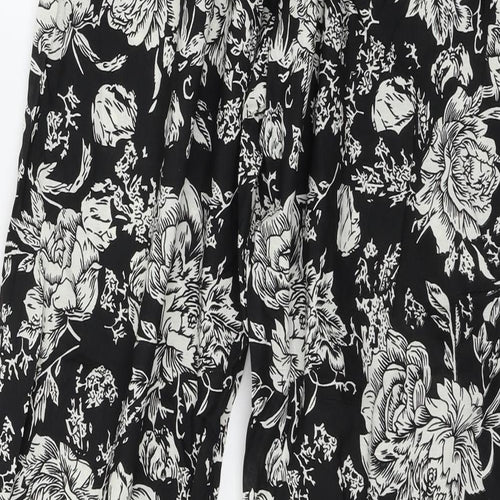The Gud Look Womens Black Floral  Trousers  Size 4 L29 in
