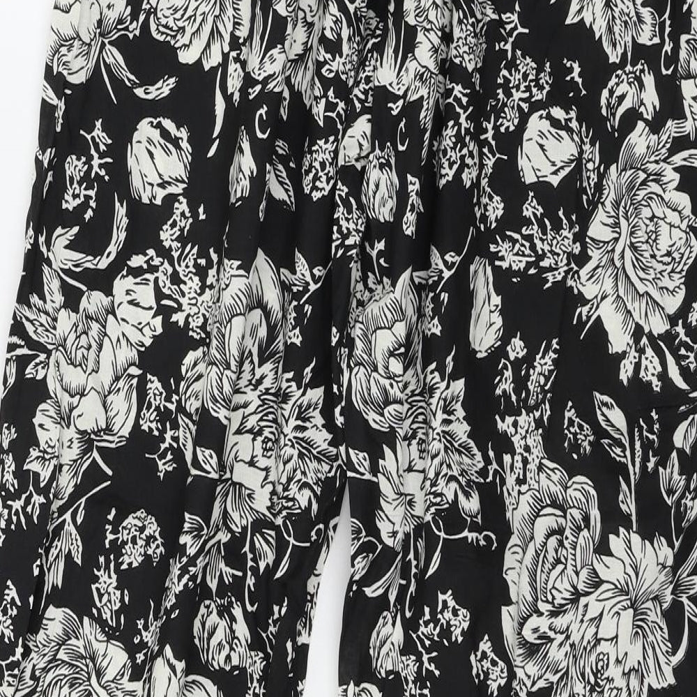 The Gud Look Womens Black Floral  Trousers  Size 4 L29 in