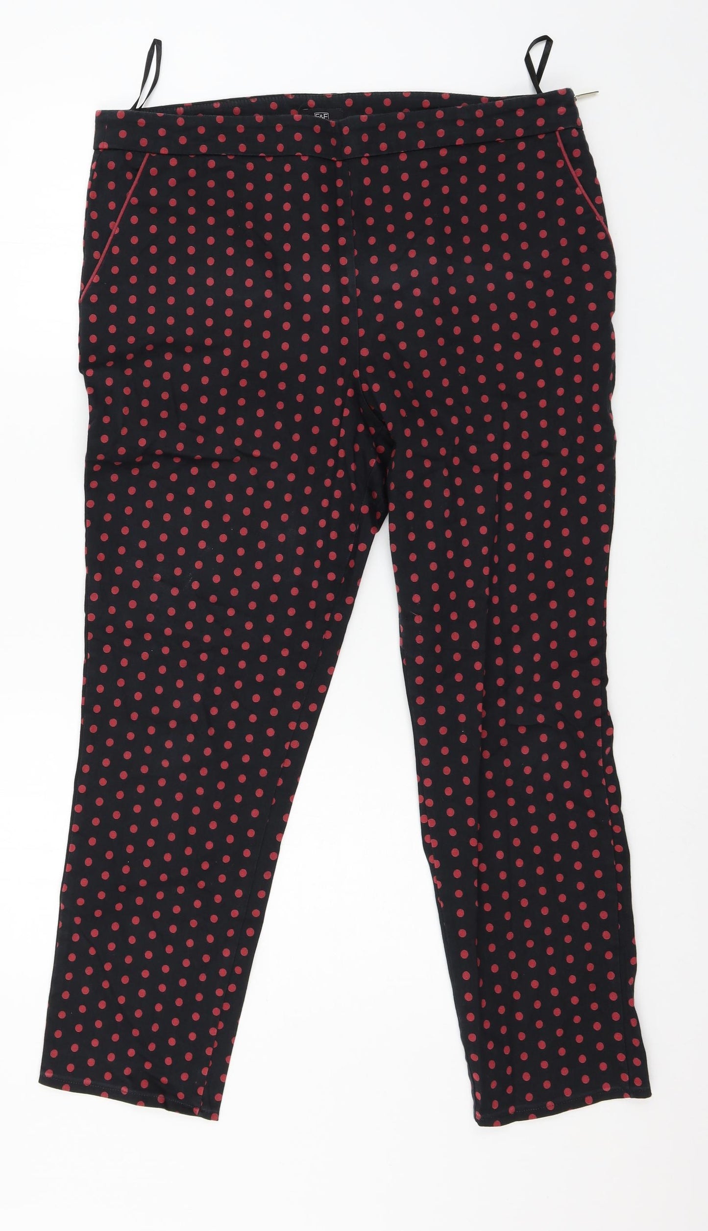 F&F Womens Black Polka Dot  Trousers  Size 16 L25 in