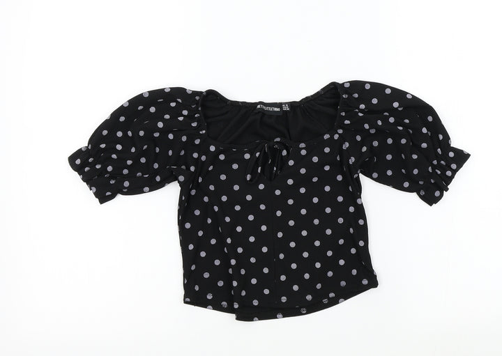 PRETTYLITTLETHING Womens Black Colourblock  Basic T-Shirt Size 10