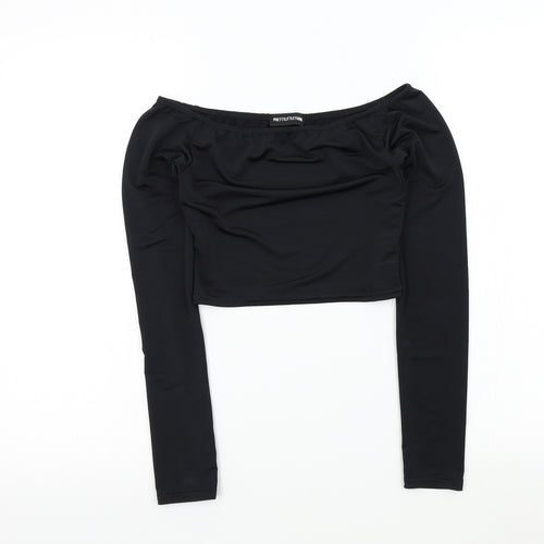 PRETTYLITTLETHING Womens Black Colourblock  Basic T-Shirt Size 8