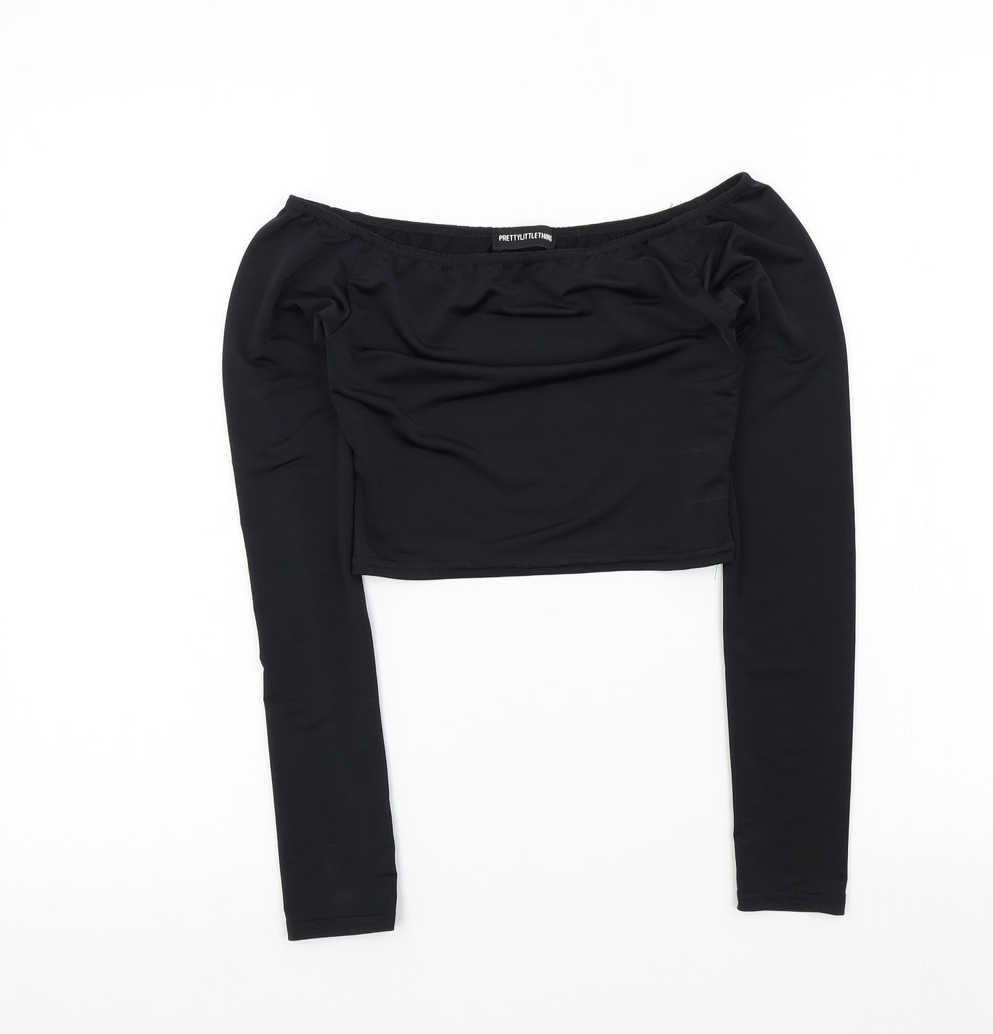 PRETTYLITTLETHING Womens Black Colourblock  Basic T-Shirt Size 8