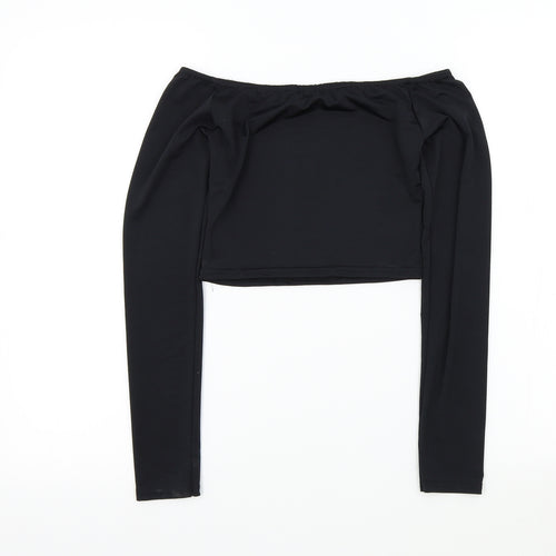 PRETTYLITTLETHING Womens Black Colourblock  Basic T-Shirt Size 8