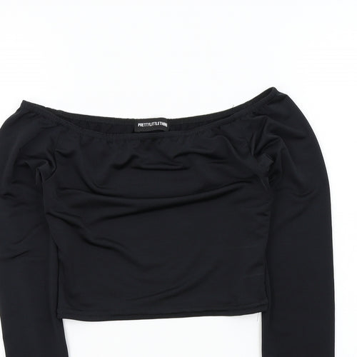 PRETTYLITTLETHING Womens Black Colourblock  Basic T-Shirt Size 8