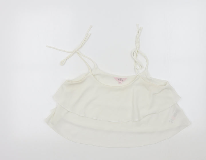 Miss Selfridge Womens White Colourblock Basic Blouse Size 10
