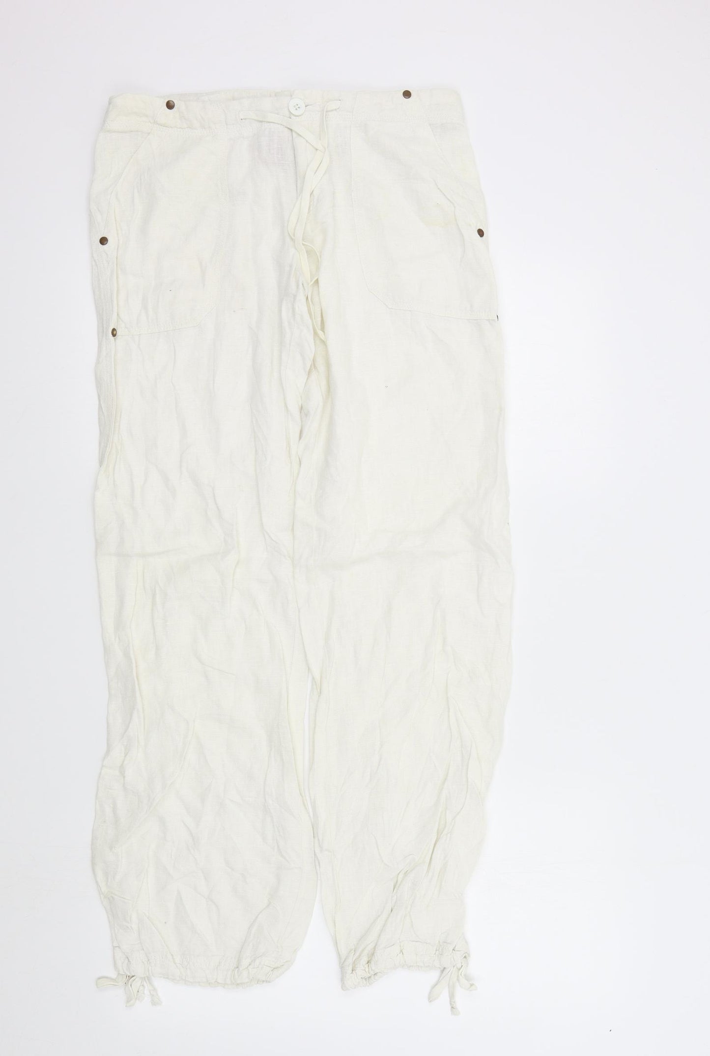 H&M Womens White   Trousers  Size 34 L31 in