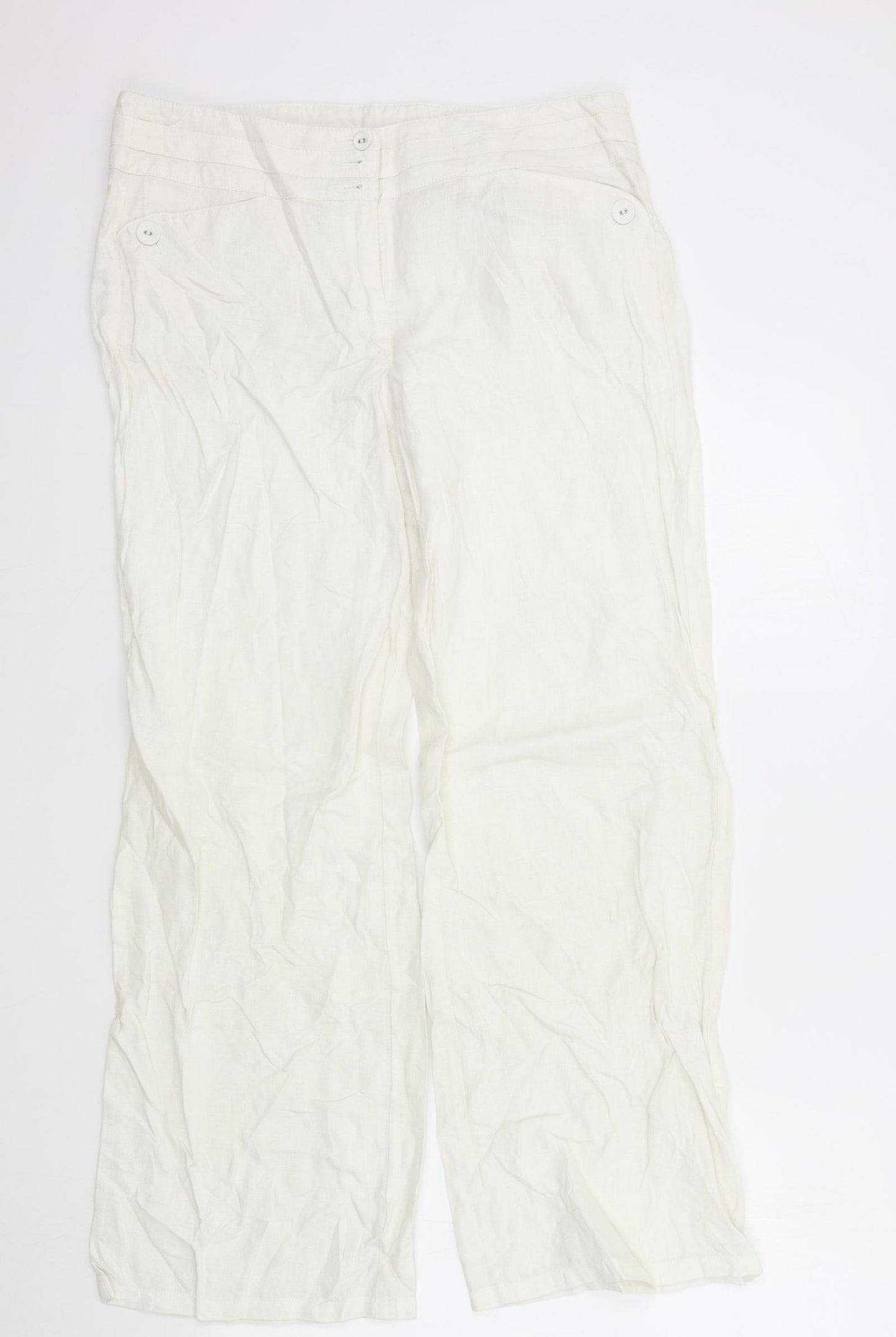 Monsoon Womens White   Trousers  Size 12 L28 in