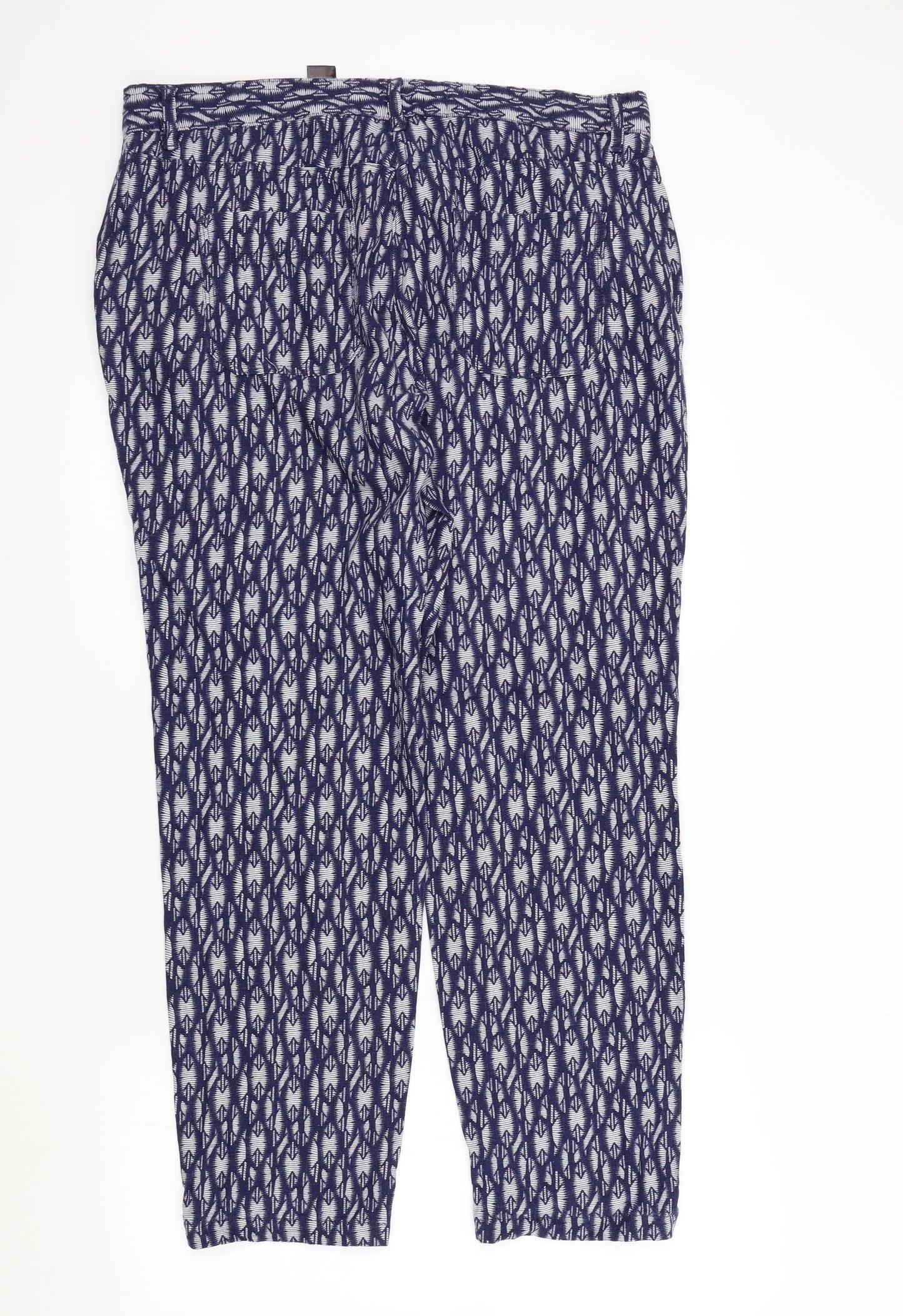 NEXT Womens Blue Geometric  Trousers  Size 14 L29 in