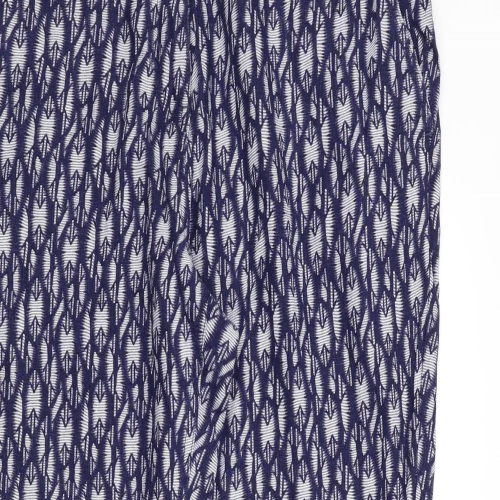 NEXT Womens Blue Geometric  Trousers  Size 14 L29 in