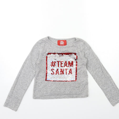Primark Girls Grey   Basic T-Shirt Size 8 Years  - team santa