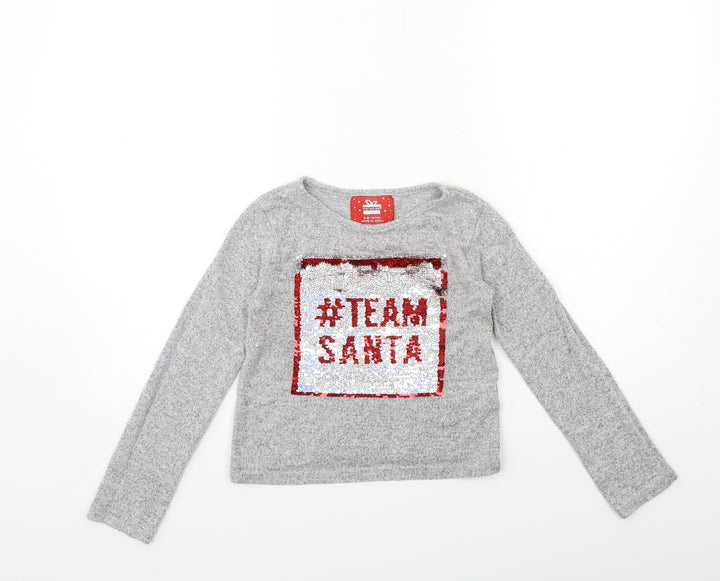 Primark Girls Grey Basic T-Shirt Size 8 Years - team santa