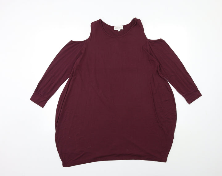 Apricot Womens Red   Basic T-Shirt Size 10  - Open Shoulder