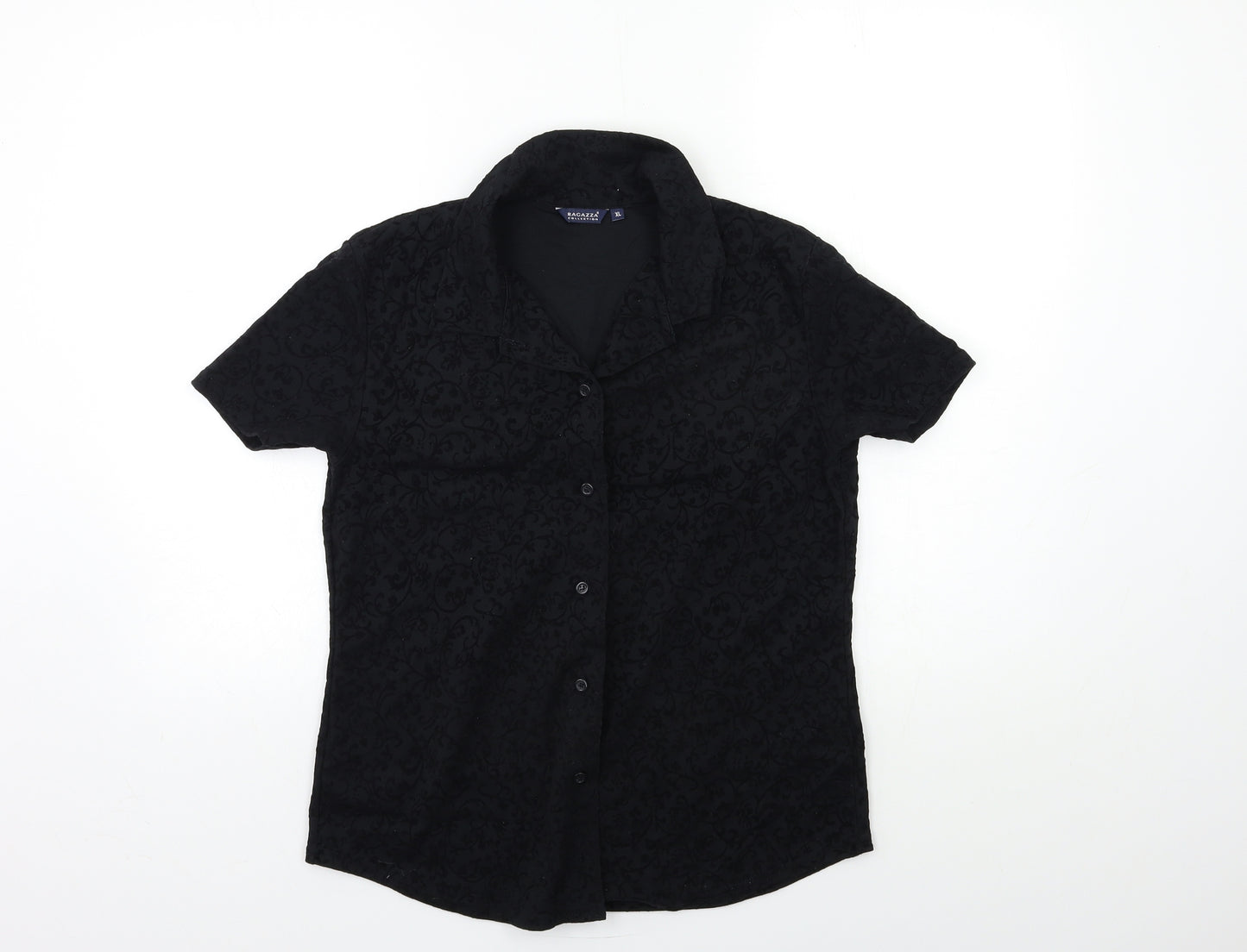ragazza Womens Black Floral  Basic Button-Up Size XL