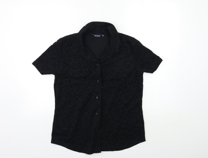 ragazza Womens Black Floral  Basic Button-Up Size XL
