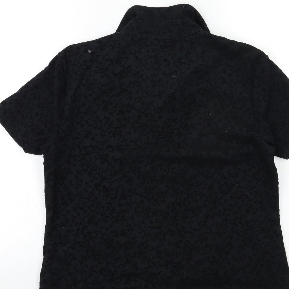 ragazza Womens Black Floral  Basic Button-Up Size XL