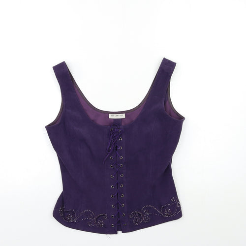 Clockhouse Womens Purple   Basic Tank Size 12  - Corset detail