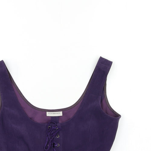 Clockhouse Womens Purple   Basic Tank Size 12  - Corset detail