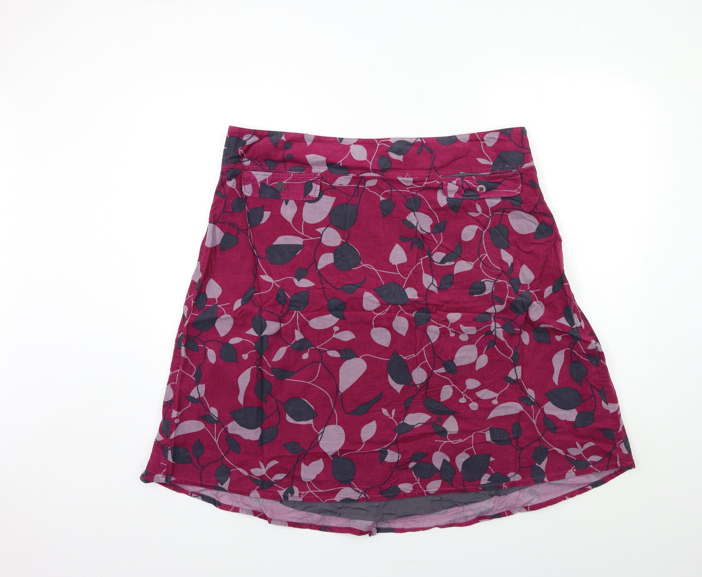 White Stuff Womens Pink Floral Corduroy A-Line Skirt Size 18