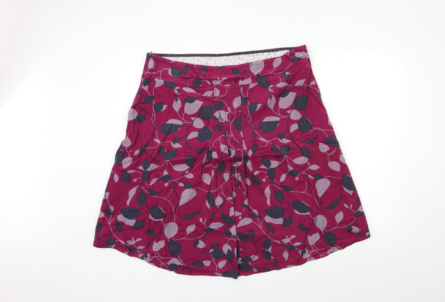 White Stuff Womens Pink Floral Corduroy A-Line Skirt Size 18