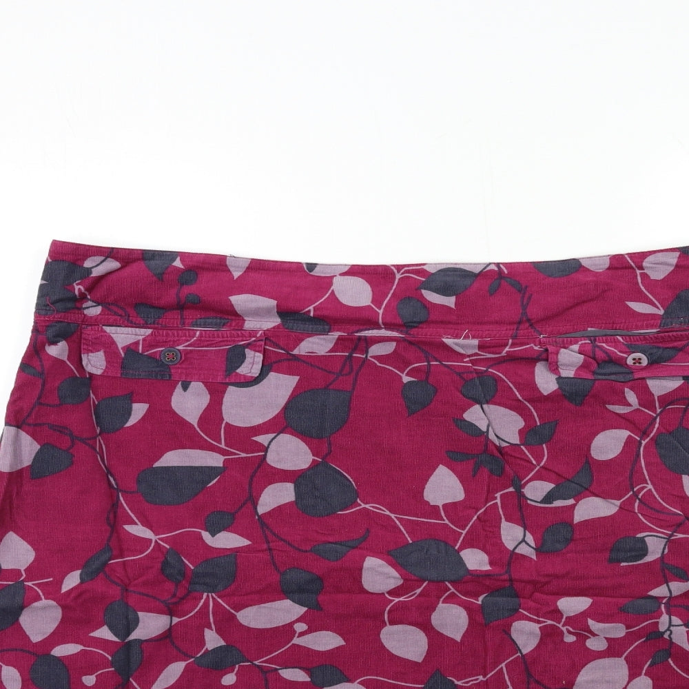 White Stuff Womens Pink Floral Corduroy A-Line Skirt Size 18