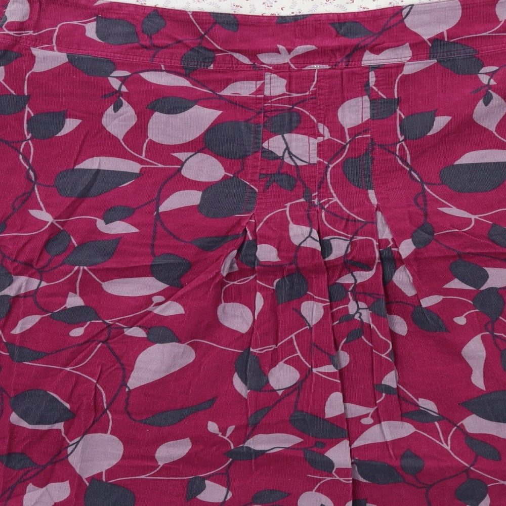 White Stuff Womens Pink Floral Corduroy A-Line Skirt Size 18