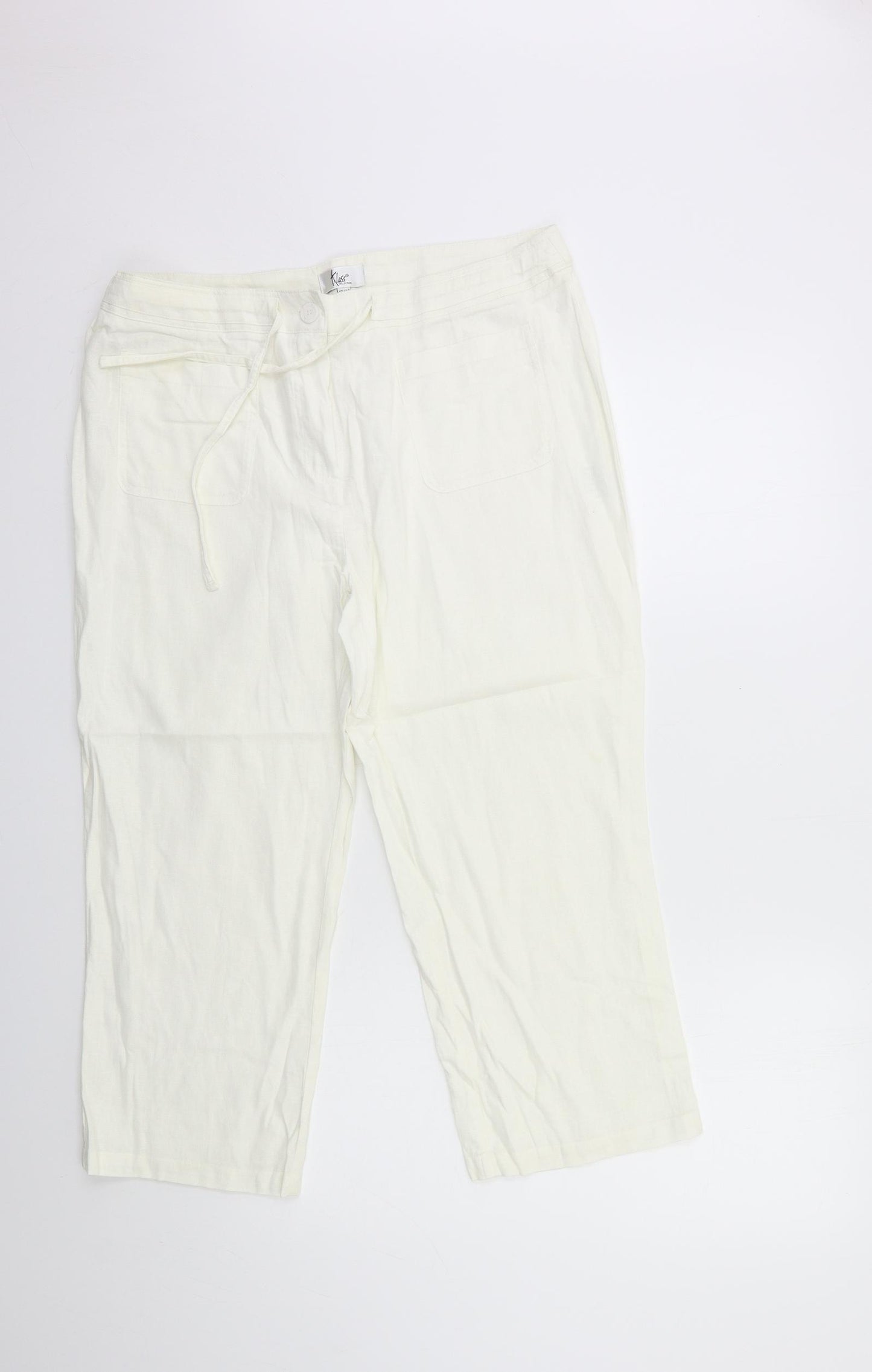 Klass Womens White   Cropped Trousers Size 16 L26 in