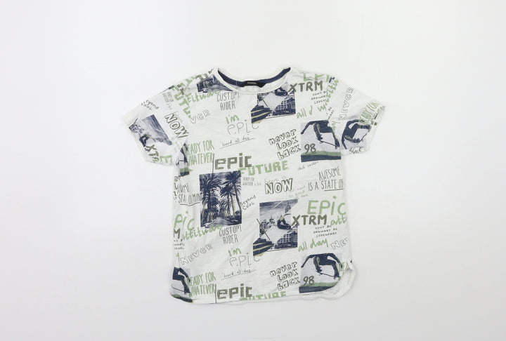 George Boys White Geometric  Basic T-Shirt Size 8-9 Years