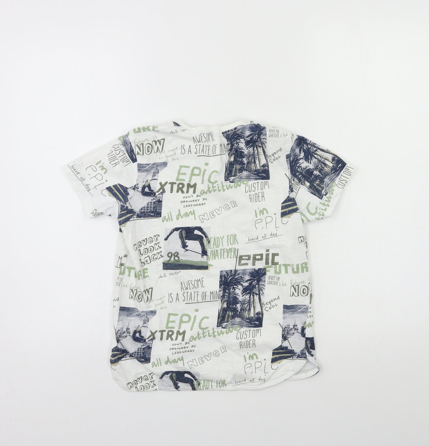 George Boys White Geometric  Basic T-Shirt Size 8-9 Years
