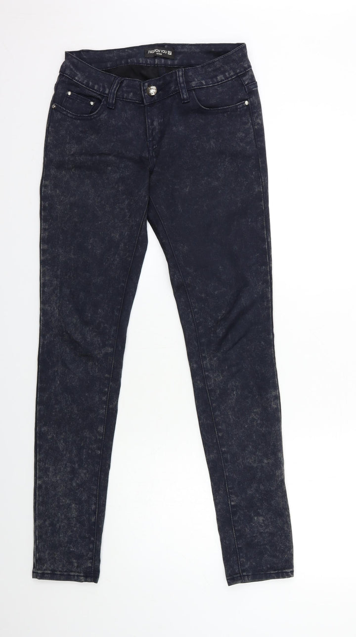 fashionyou Womens Blue  Denim Skinny Jeans Size 12 L32 in
