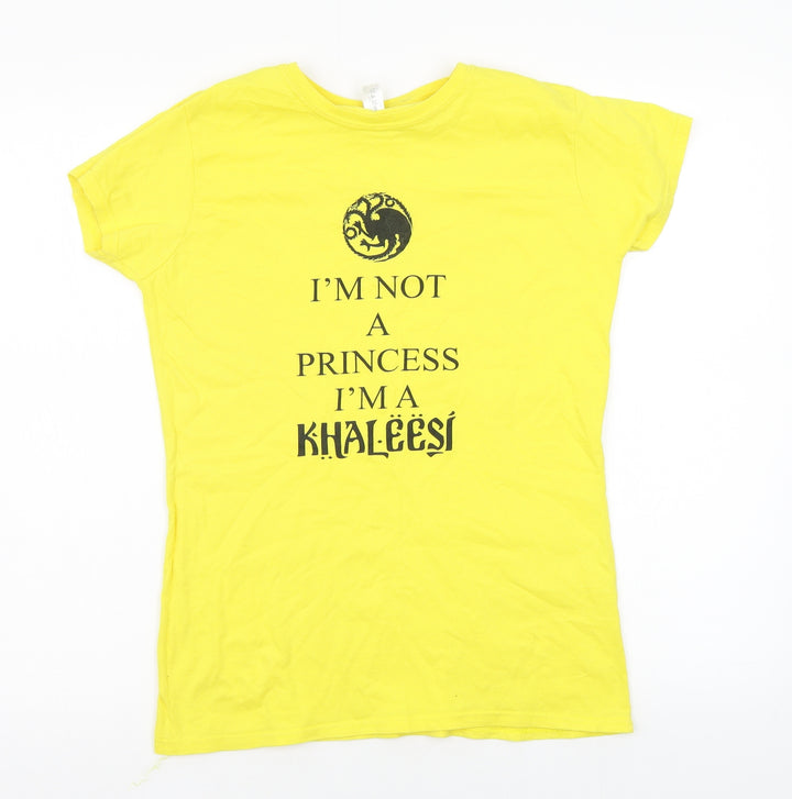 Gildan Womens Yellow Basic T-Shirt Size L
