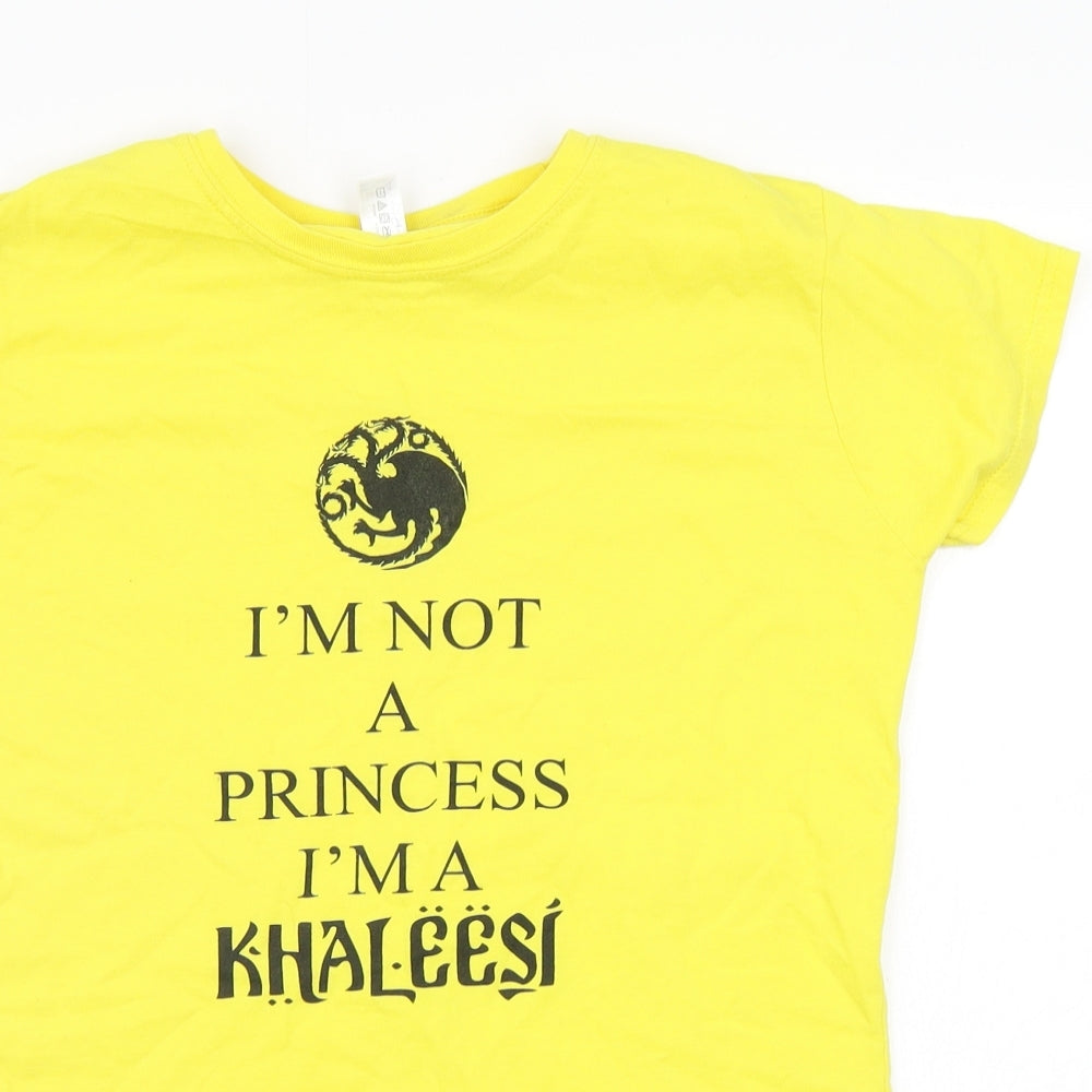 Gildan Womens Yellow   Basic T-Shirt Size L