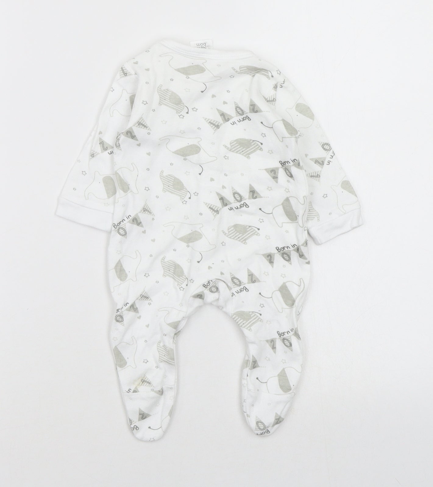 B&M Boys White Geometric  Babygrow One-Piece Size 0-3 Months