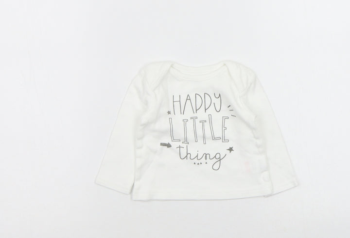 Studio Baby White Basic T-Shirt Size 0-3 Months