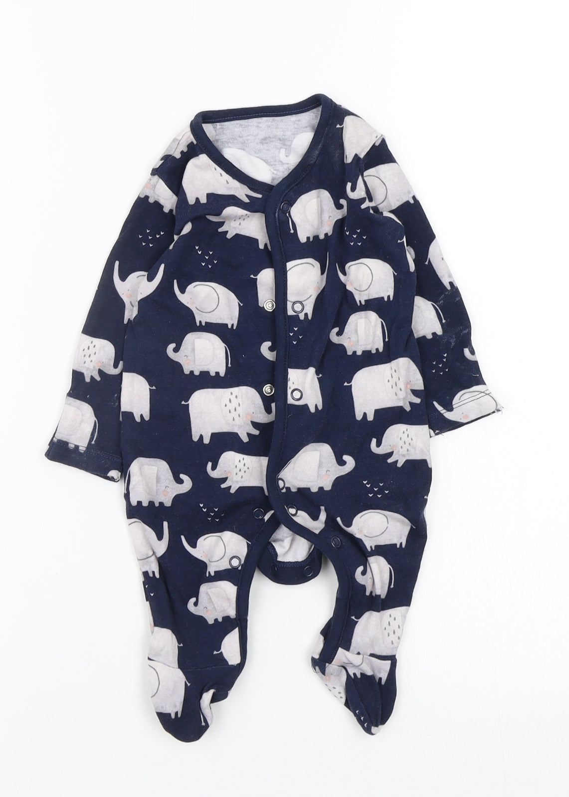 Asda George Baby Blue Animal Print  Babygrow One-Piece Size 0-3 Months