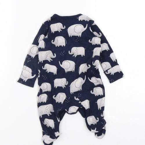 Asda George Baby Blue Animal Print  Babygrow One-Piece Size 0-3 Months