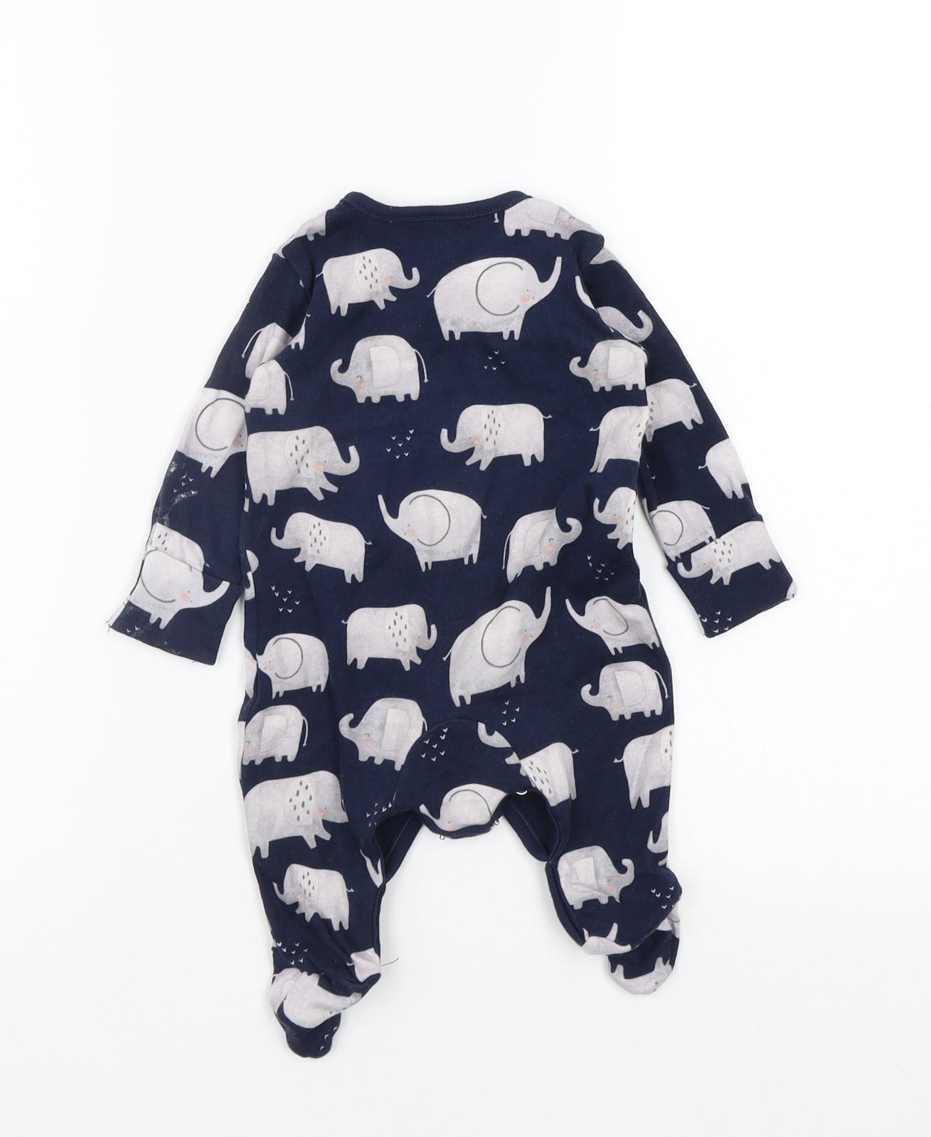 Asda George Baby Blue Animal Print  Babygrow One-Piece Size 0-3 Months