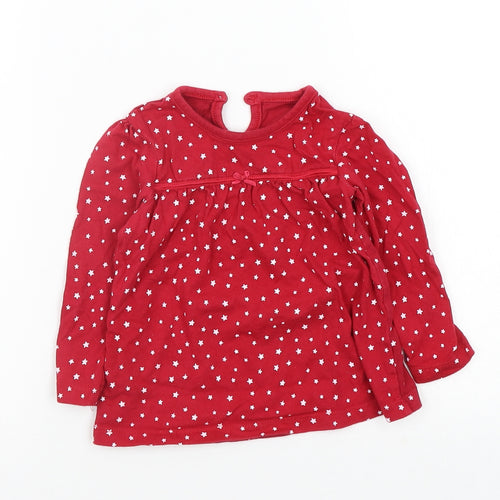 Asda George Girls Red   Basic T-Shirt Size 12-18 Months  - star detail