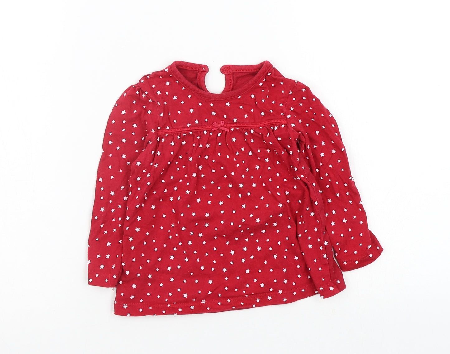 Asda George Girls Red   Basic T-Shirt Size 12-18 Months  - star detail