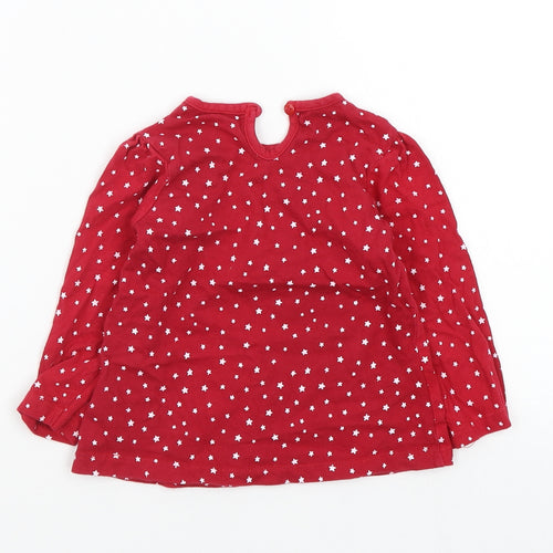 Asda George Girls Red   Basic T-Shirt Size 12-18 Months  - star detail