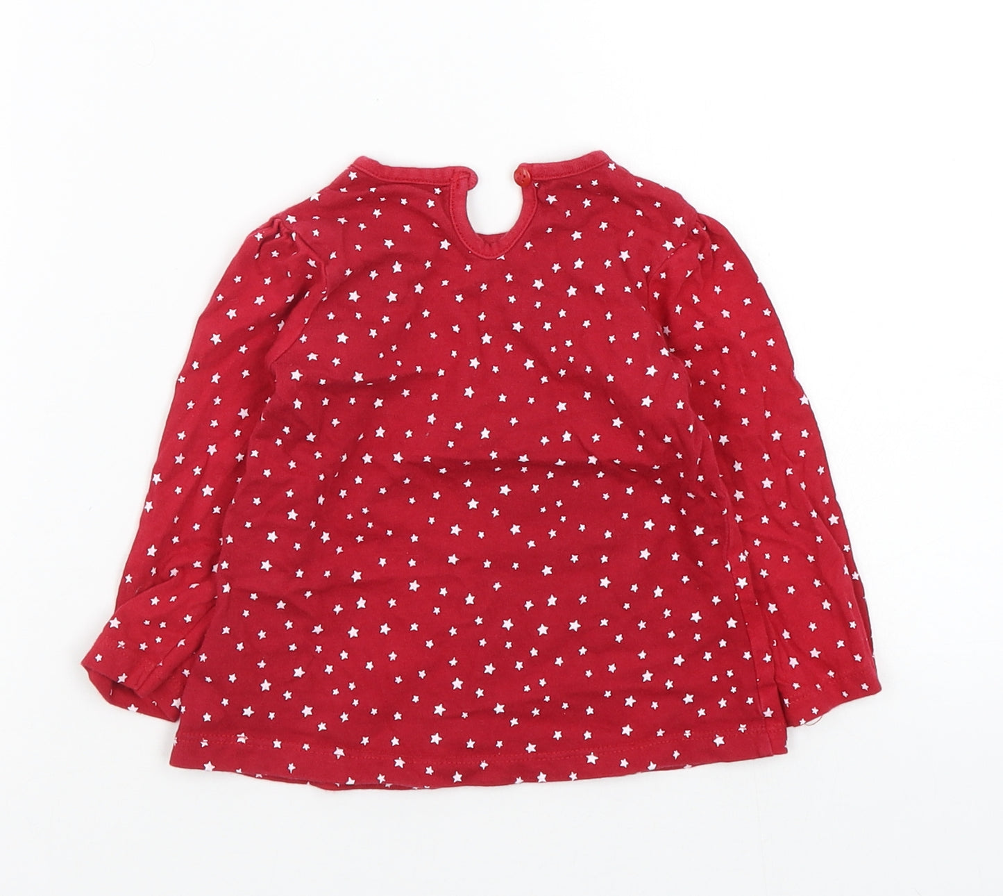 Asda George Girls Red   Basic T-Shirt Size 12-18 Months  - star detail