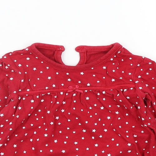 Asda George Girls Red   Basic T-Shirt Size 12-18 Months  - star detail