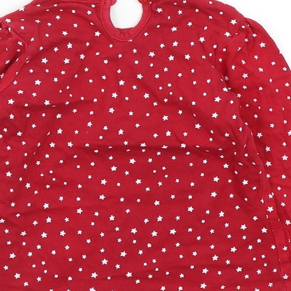 Asda George Girls Red   Basic T-Shirt Size 12-18 Months  - star detail