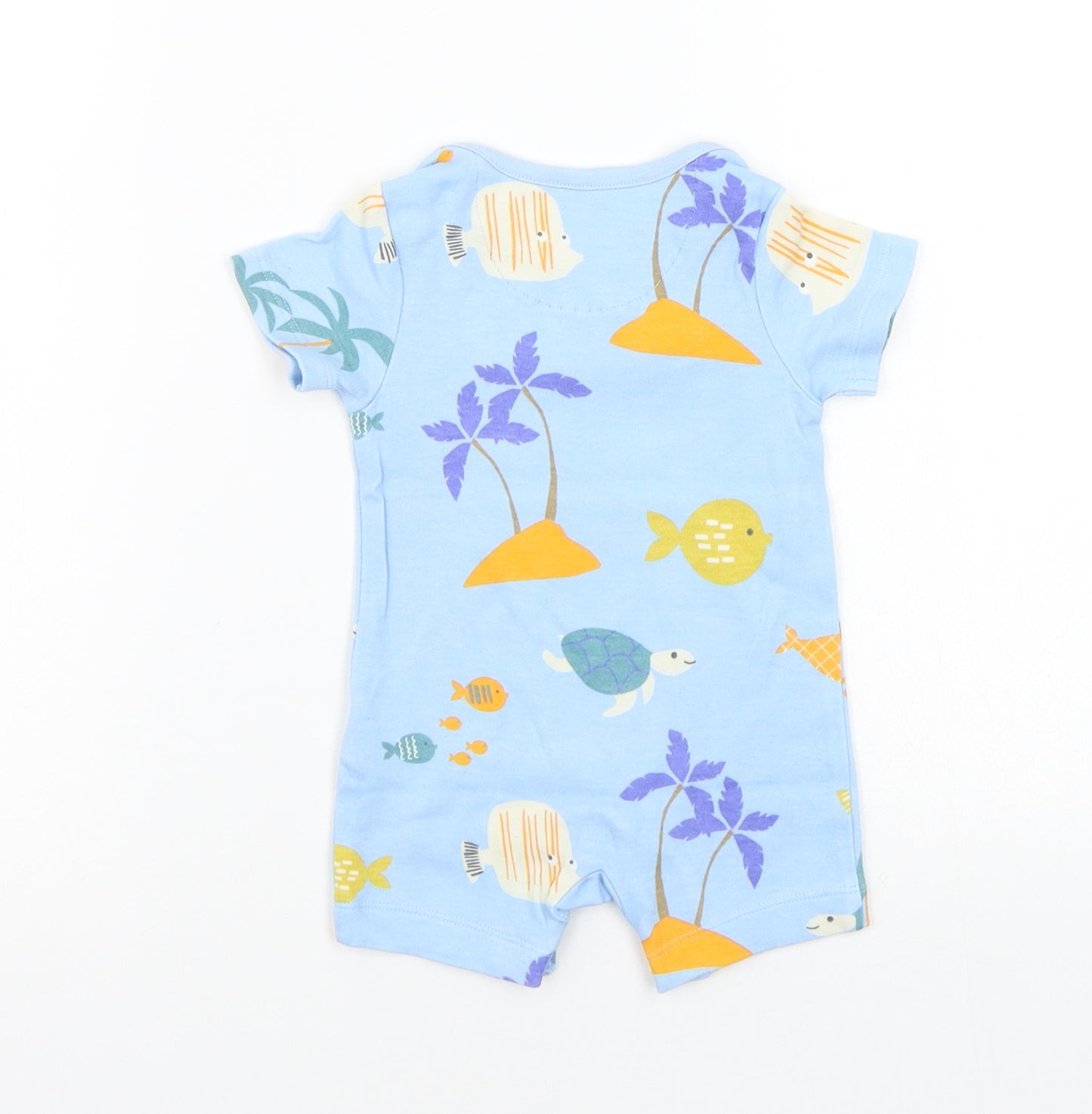 M&S Boys Blue Floral  Babygrow One-Piece Size 0-3 Months
