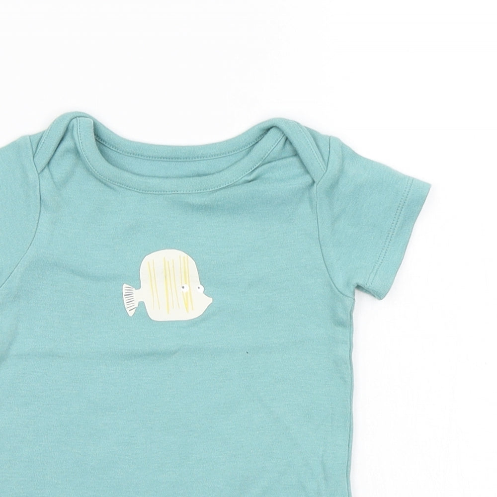 M&S Boys Green   Babygrow One-Piece Size 0-3 Months