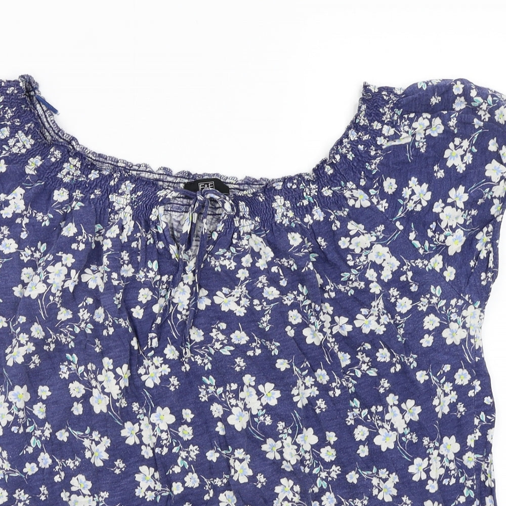 F&F Womens Blue Floral  Basic Blouse Size 14