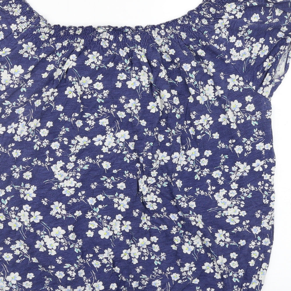F&F Womens Blue Floral  Basic Blouse Size 14